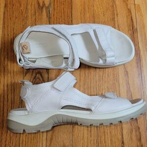 US 10.5/11 ECCO Offroad Women Leather YUCATAN SANDAL Leather Opticl WHITE EU 41